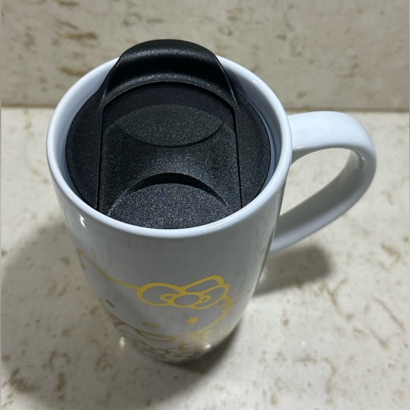 Hello Kitty x Sanrio White & Gold Ceramic Travel Mug with Lid *BNWT* - Picture 4 of 4